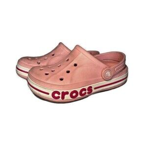 Crocs Bayaband Clogs Sandals Slip On Shoes Casual Pink Youth Girls 12